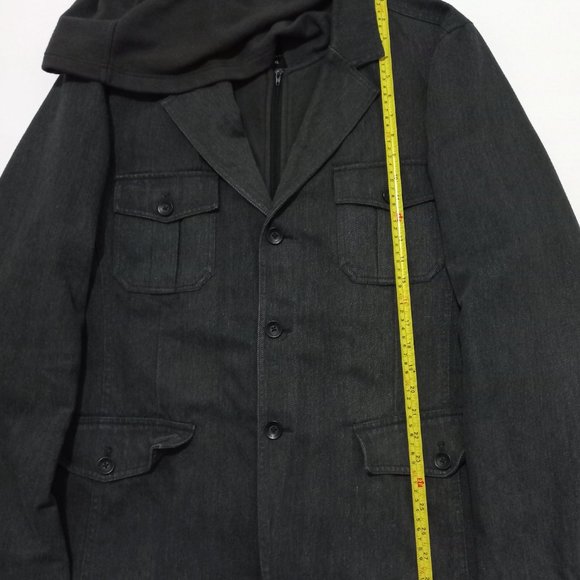 Calvin Klein Jeans Denim Jacket Hooded Button Full Zip Men's Size XL Gray - Picture 10 of 11